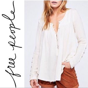 Free People Cream Button-Down Top